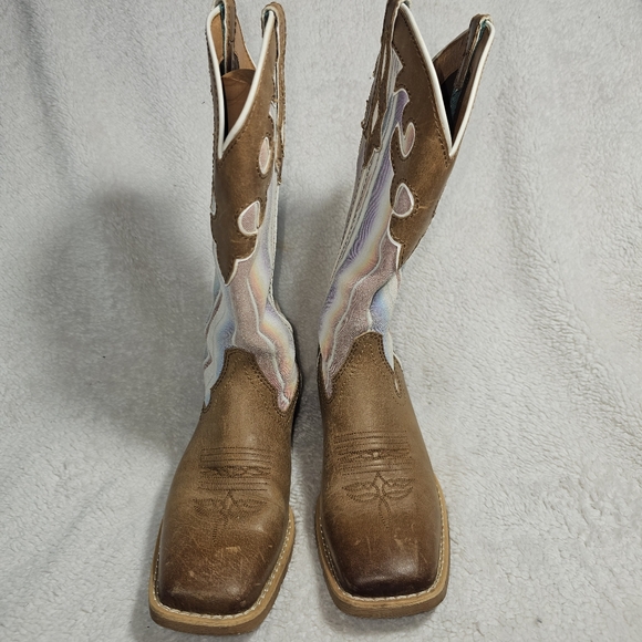 Justin LATTIE WHEAT Womens 6.5B Western Cowboy Boots L2967 Leather Square Toe - Picture 5 of 16